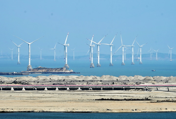 2021年3月9日，三峽福清興化灣海上風電場。新華社記者 林善傳 攝