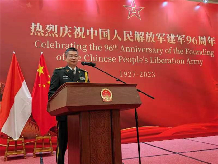 圖為徐勝武官致辭。中國駐印度尼西亞使館供圖