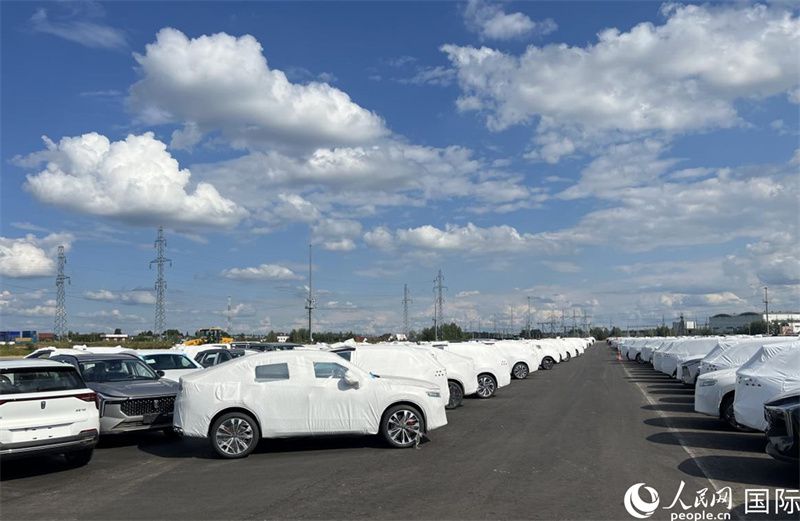 莫斯科別雷拉斯特物流中心內(nèi)的中國品牌汽車。人民網(wǎng)記者 申佳平攝