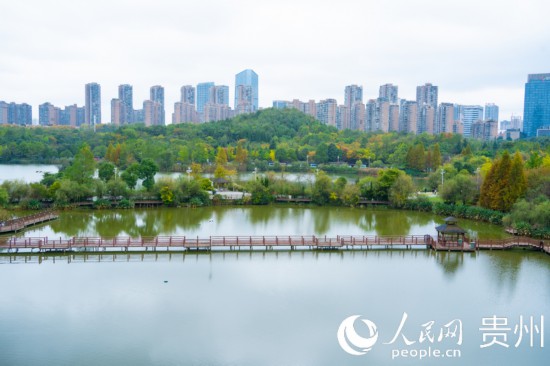 秋日時(shí)節(jié)，觀山湖公園景色美不勝收。人民網(wǎng) 陽(yáng)茜攝