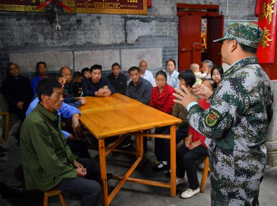 民兵學(xué)習(xí)宣講。受訪單位供圖