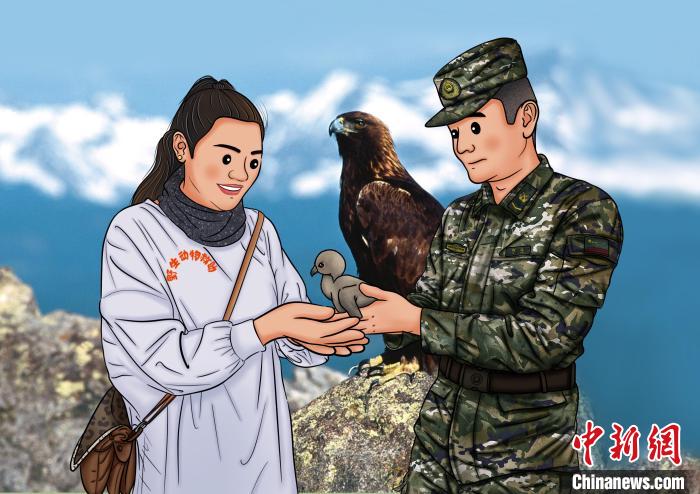 青海武警手繪“環(huán)?！焙蠛粲醣Ｗo高原生態(tài)