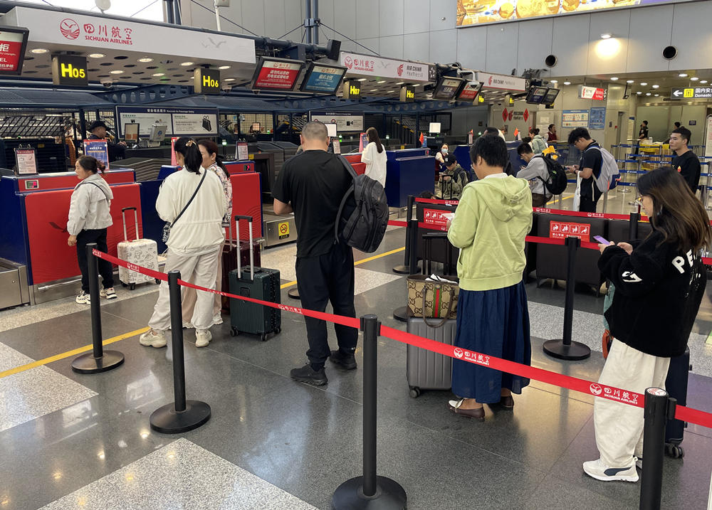 旅客在首都機場排隊辦理登機手續(xù)。人民網(wǎng)記者 喬雪峰攝