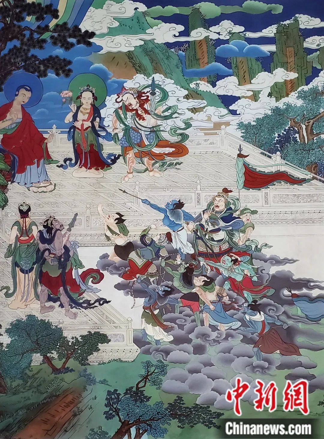 臨摹、補(bǔ)繪的青海瞿曇寺壁畫。受訪者 供圖