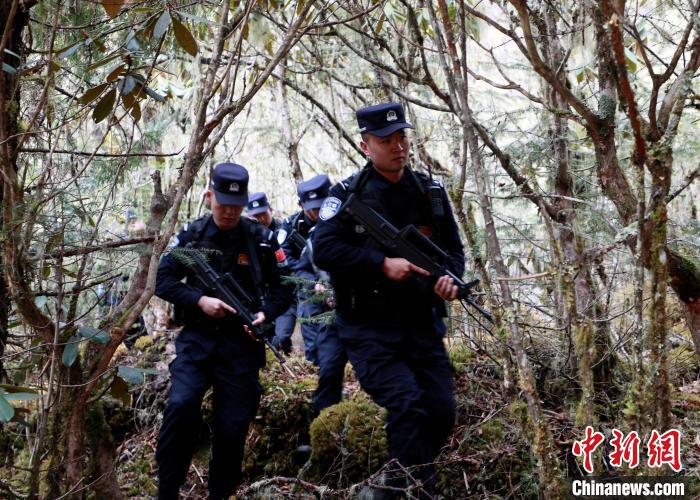 山南邊境管理支隊玉麥邊境派出所民警在邊境原始森林里開展邊境巡邏?！∴嶇?攝